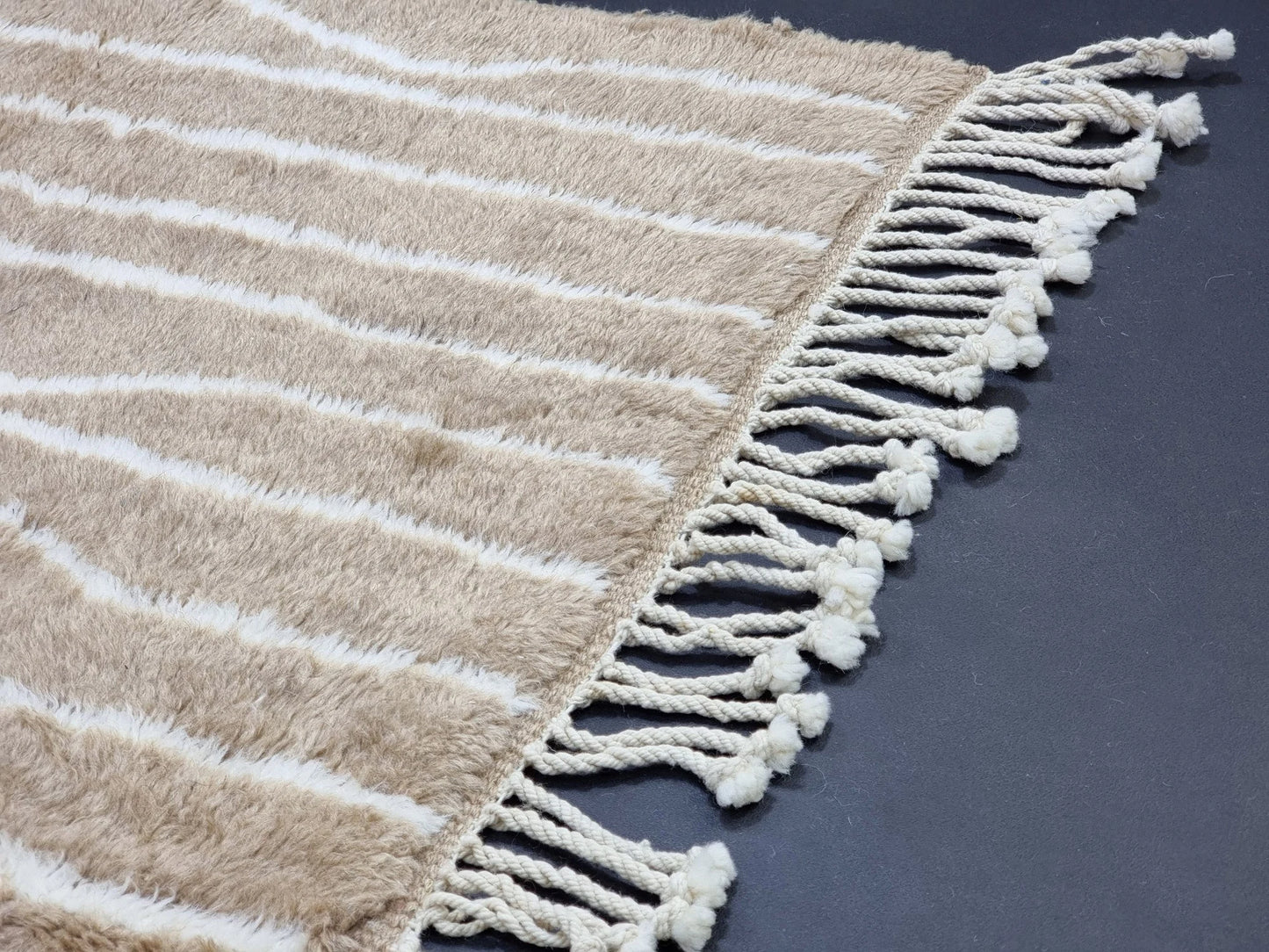 BERBER CARPET 6X6, Gorgeous Mrirt Rug, Patchwork Moroccan Rug, Brown & White Rug, Hand-Knotted Wool Rug, Beni Mrirt Area Rug, Shag Rug.