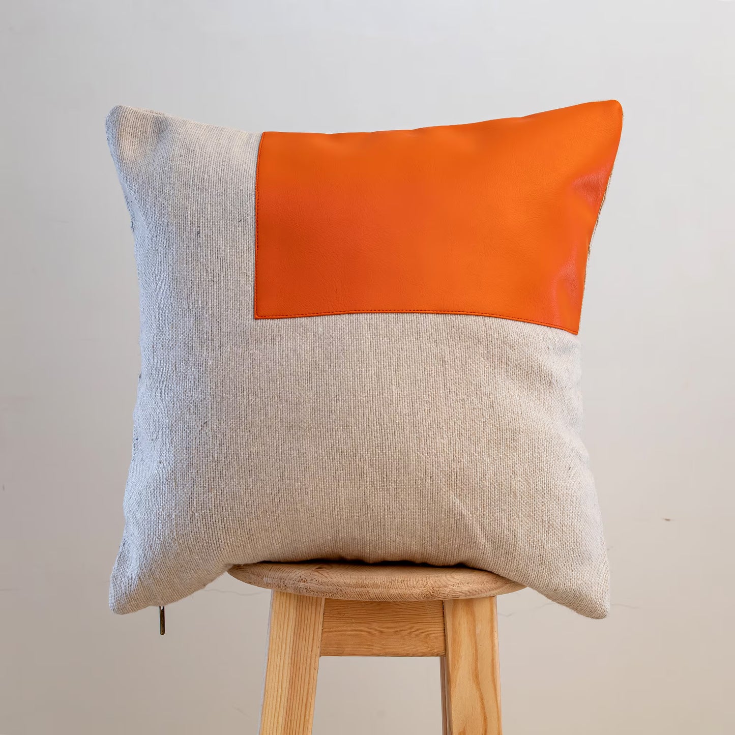 White and Orange Moroccan Decorative Pillow - Handmade Pillow -Livingroom Pillow - Bedroom Pillow - Custom Pillow