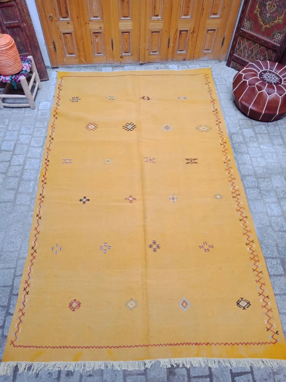 Moroccan Akhnif Rug 5×8 Ft . Moroccan Berber Kilim, Handmade Wool Rug. Large Berber Rug, Area Rug