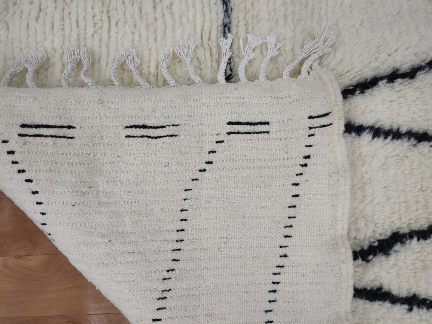 Beni Ouarain White Black Moroccan Rugs - Moroccan Beni Ourain Rug Style - Morrocan Rug Wool Berber Design - Handmade Rug - Berber Rugs Style