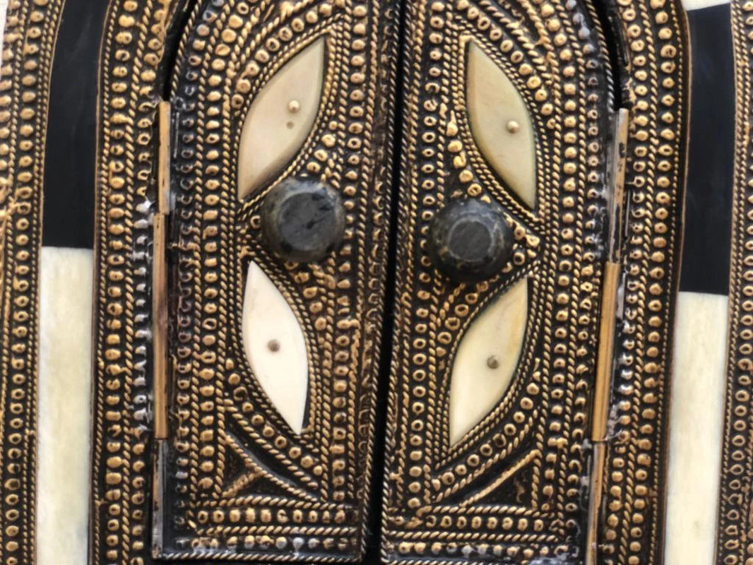 Small Wall Mirror, Decorative Mirror, Wall Brass Mirror, Boho Mirror, Bone Inlay Mirror, Mirror with Doors