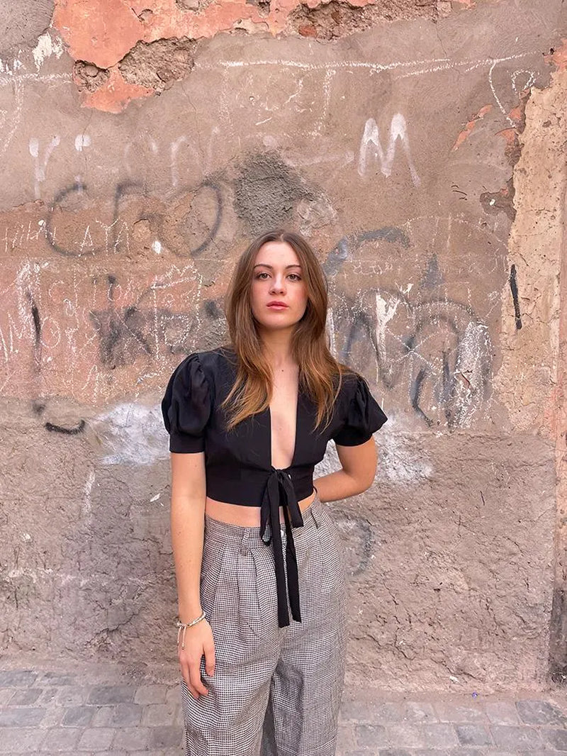 Alexia’S Silk Crop Top - Black