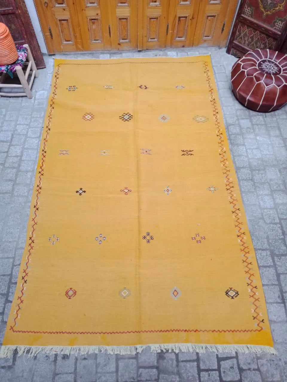 Moroccan Akhnif Rug 5×8 Ft . Moroccan Berber Kilim, Handmade Wool Rug. Large Berber Rug, Area Rug