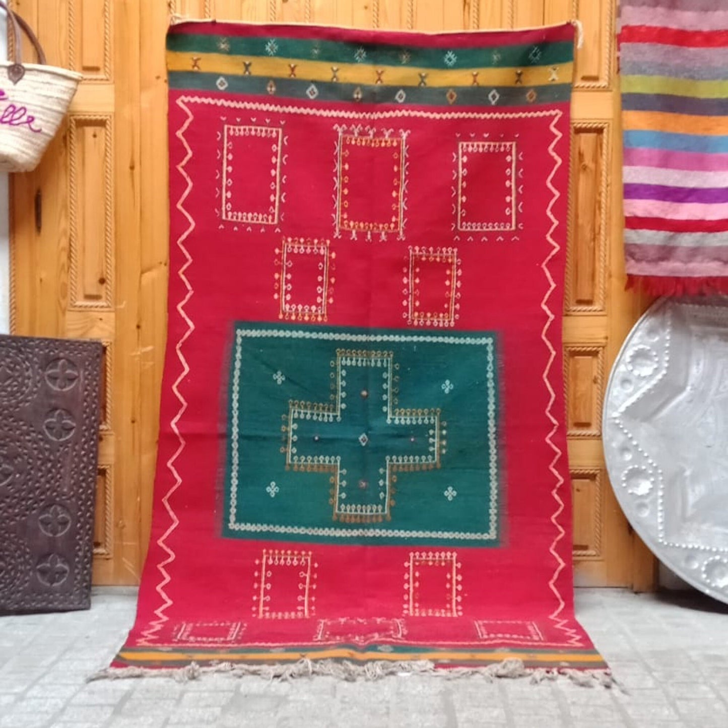 Vintage Akhnif Rug 7×3 Ft. Moroccan Akhnif Rug, Handmade Wool Rug, Antique Kilim, Berber Kilim