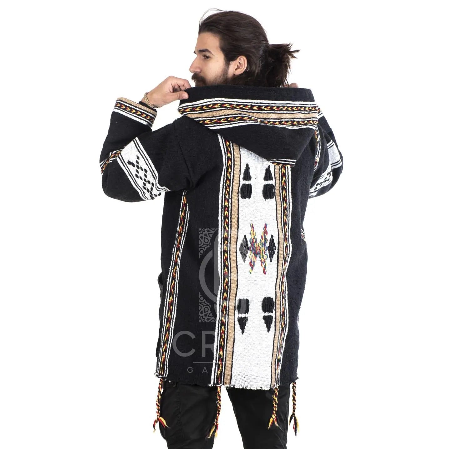 Moroccan Striped Coat Cardigan, Sweater Coat, Hoodie Coat from Fleece, Handmade Wooltrendy Clothing, Women and Men, Valentines Day