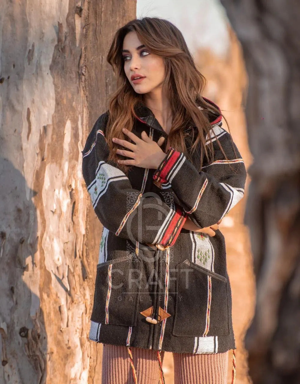 Moroccan Striped Coat Cardigan, Sweater Coat, Hoodie Coat from Fleece, Handmade Wooltrendy Clothing, Women and Men, Valentines Day