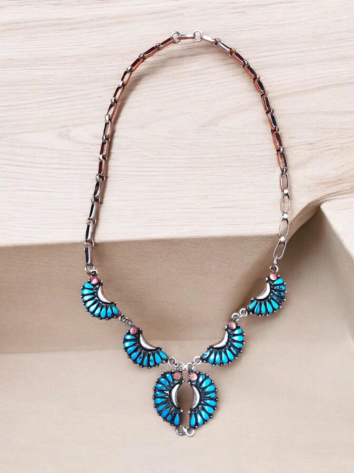 Tuareg Ring, Vintage Jewelry, 925 Silver Necklace with Turquoise Pearl