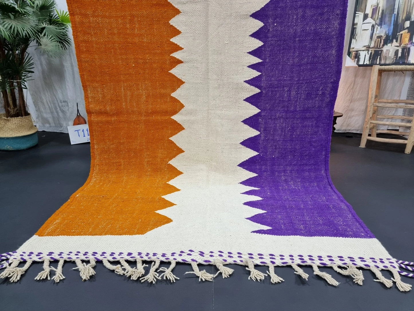 FLAT MOROCCAN RUG, Custom Made Kilim Rug, Handmade Area Rug, Mauve & Brown Zanafi Rug, Authentic Berber Carpet, Colored Rug for Dining Room.