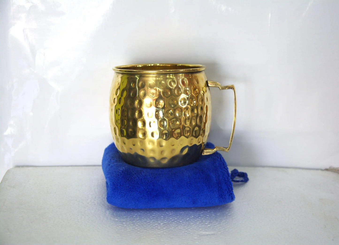 Set of 2 Hand-Hammered Brass Tumblers, Genuine Artisanal Copper Mug