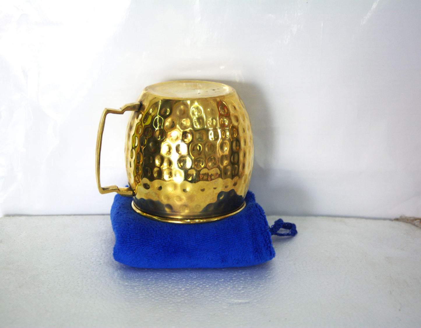Set of 2 Hand-Hammered Brass Tumblers, Genuine Artisanal Copper Mug