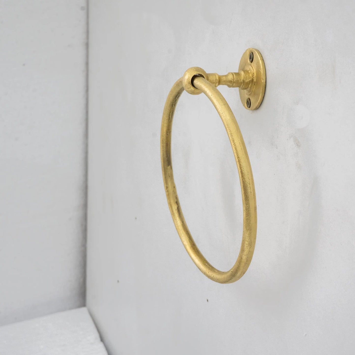Unlacquered Brass Wall-Mounted Towel Ring Holder, Face Towel Hanger