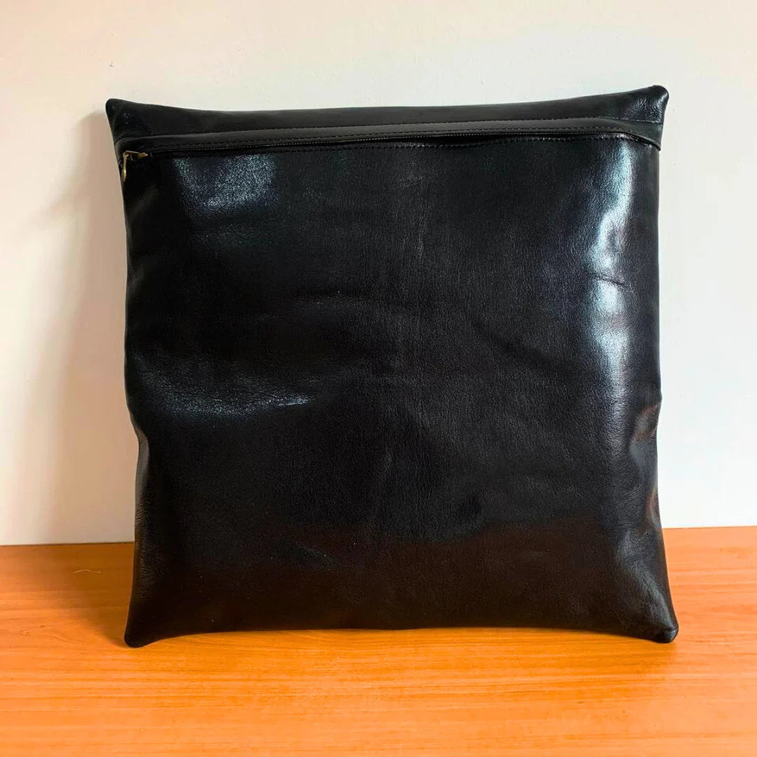 Handmade Leather Pillow Case. Genuine Lambskin Leather Pillow Cover. Sofa Cushion. Boho Black Brown Pillow Case. Square Leather Pillow Cover