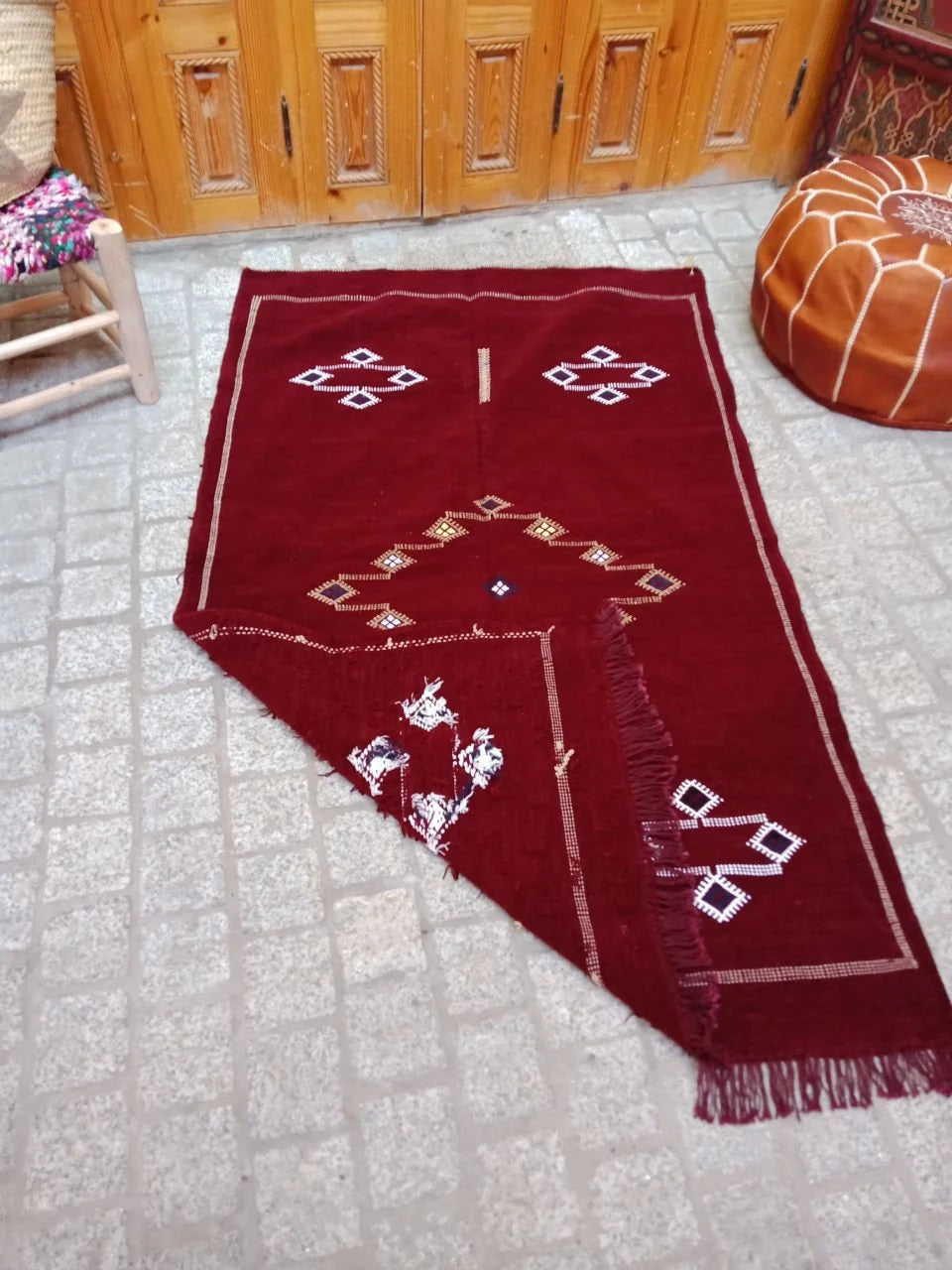 Cactus Silk Rug - Moroccan Cactus Silk Kilim Handmade .Cactus Silk Rug ,Sabra Carpet Berber Authentic Azilal Area Rug. Colorful Rug