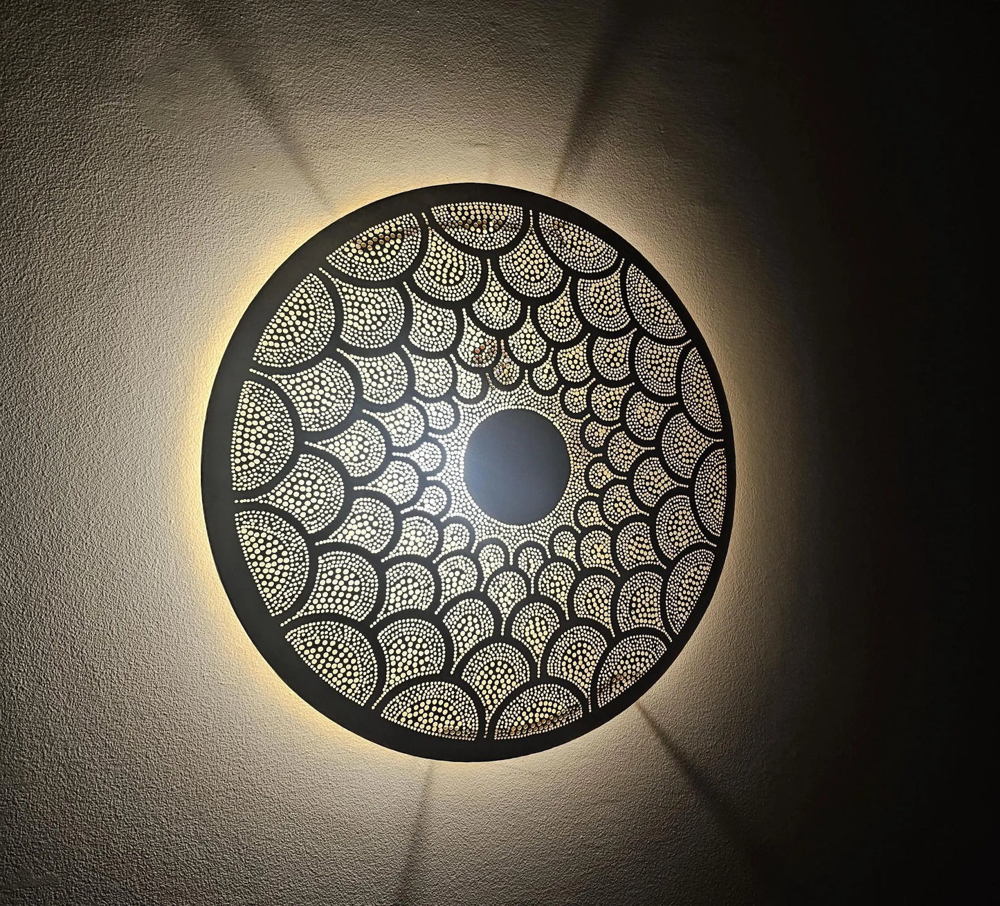 Moroccan round Brass Wall Sconce, Brass Wall Lamp