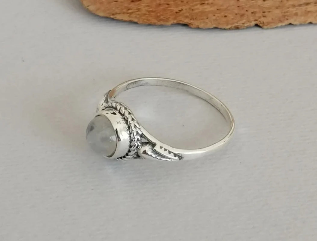 Delicate Sterling Silver and Moonstone Ring