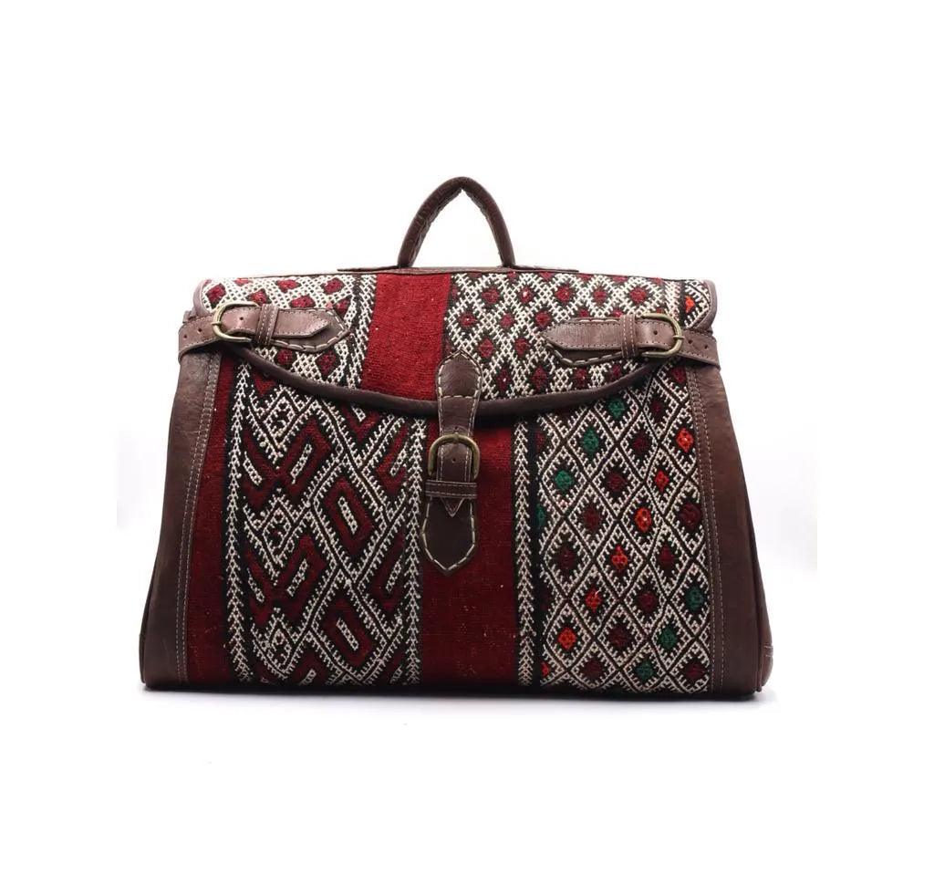 Kilim Duffle Bag, Leather Duffle Bag, Duffle Weekender Bag, Kilim Bag Clearance, Handmade Rug Bag, Duffle Boho Chic Bag, Weekender Bag Kilim