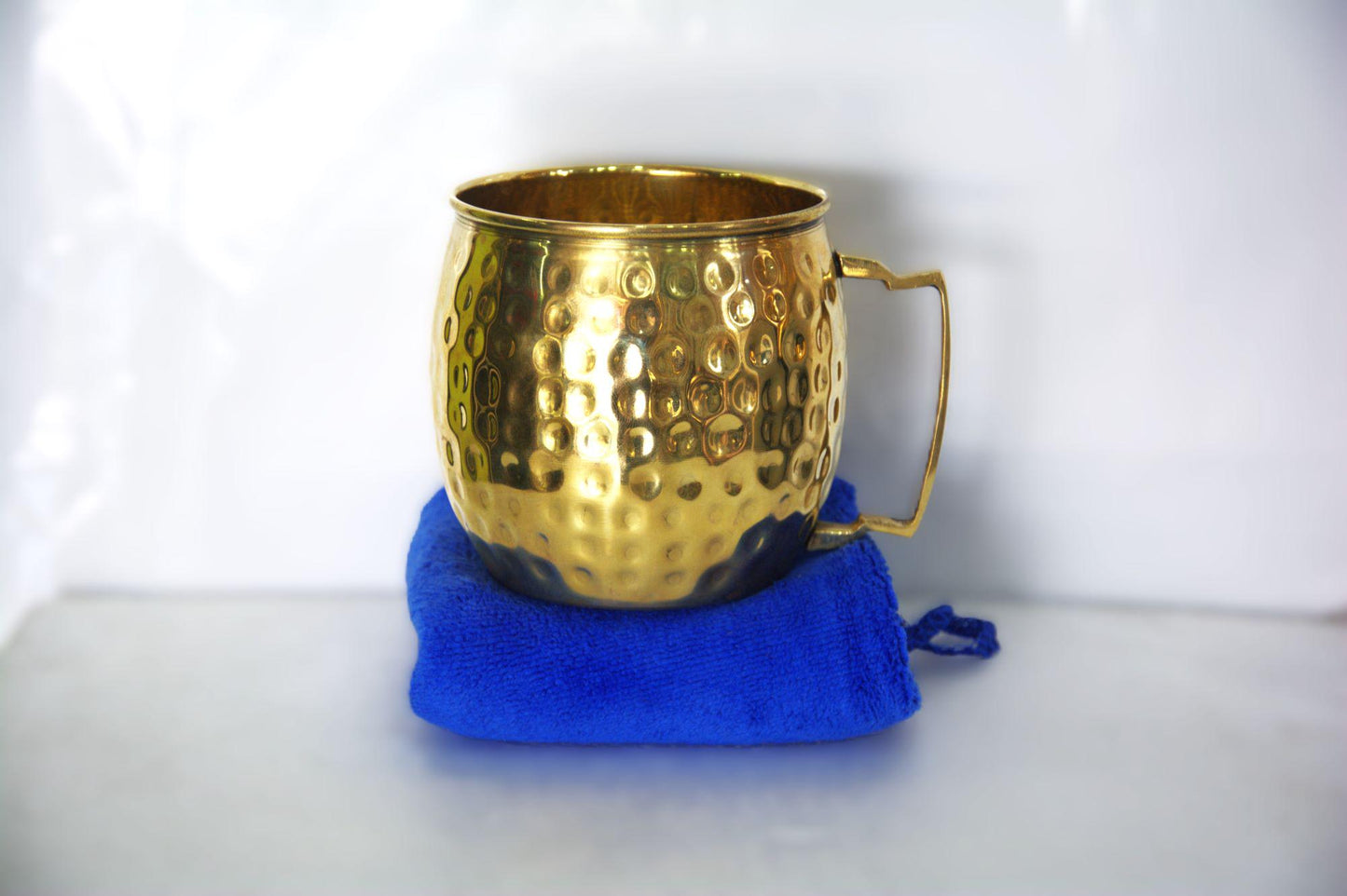 Set of 2 Hand-Hammered Brass Tumblers, Genuine Artisanal Copper Mug