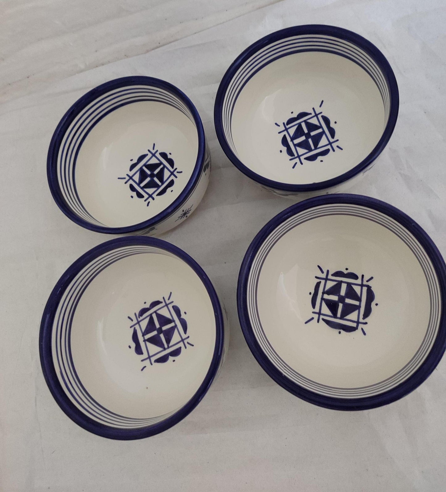 Set of Four Bowls, Moroccan Bowls, Handmade Ceramic Bowl, Clay Pottery Bowls, Dining Set, Pottery Soup Bowls, Matcha Kits Bamboo Whisk, Gift