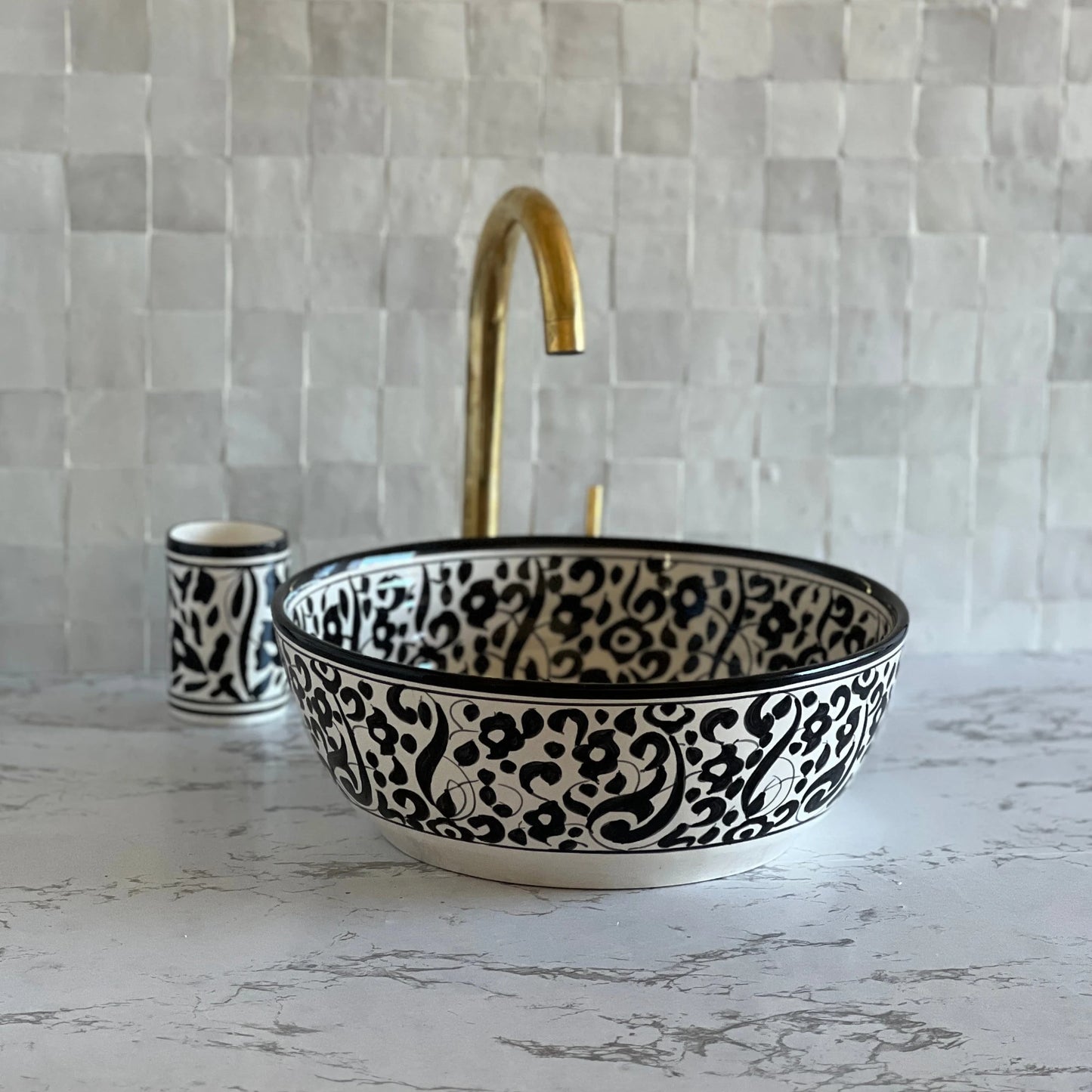 Antique Wash Basin, Vessel Sink, Bathroom Basin, Sink Bowl, Moroccan Handmade Ceramic Basin, Free Gift INCLUDED