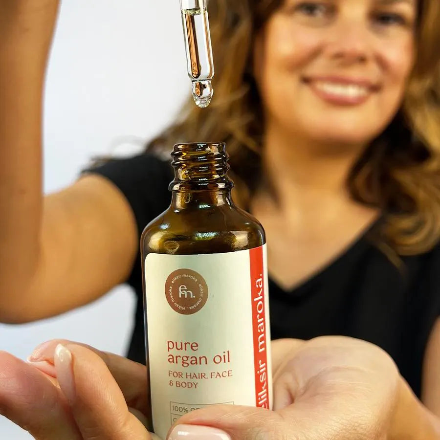 Pure Argan Oil - 100% Organic Moroccan Oil for Skin, Hair & Nails - Cold-Pressed, Vegan, Hydrating and Nourishing - Eliksir Maroka