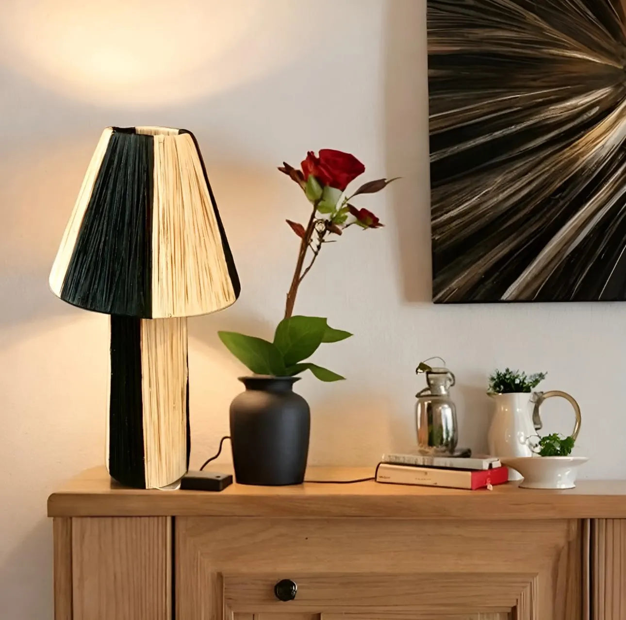 Raffia Natural Raffia Lamp, Raffia Lampshade, TABLE LAMPSHADES Moroccan Handmade in Rattan,Lamp