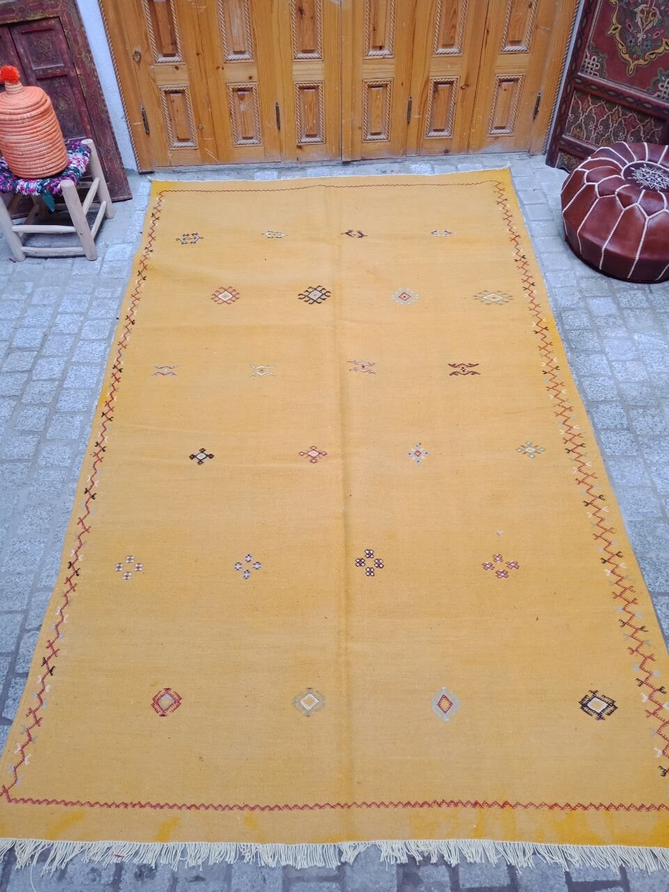 Moroccan Akhnif Rug 5×8 Ft . Moroccan Berber Kilim, Handmade Wool Rug. Large Berber Rug, Area Rug