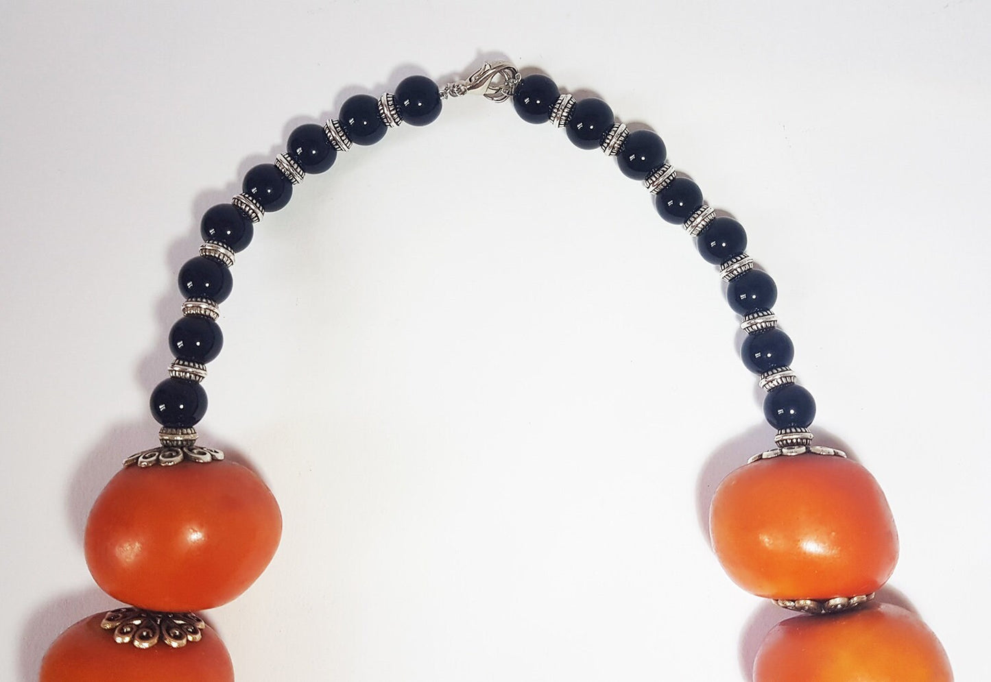 Collier En Ambre Berbère-Collier Marocain-Collier En Ambre Vintage-Collier En Faux Ambre-Marron Résine Ambre