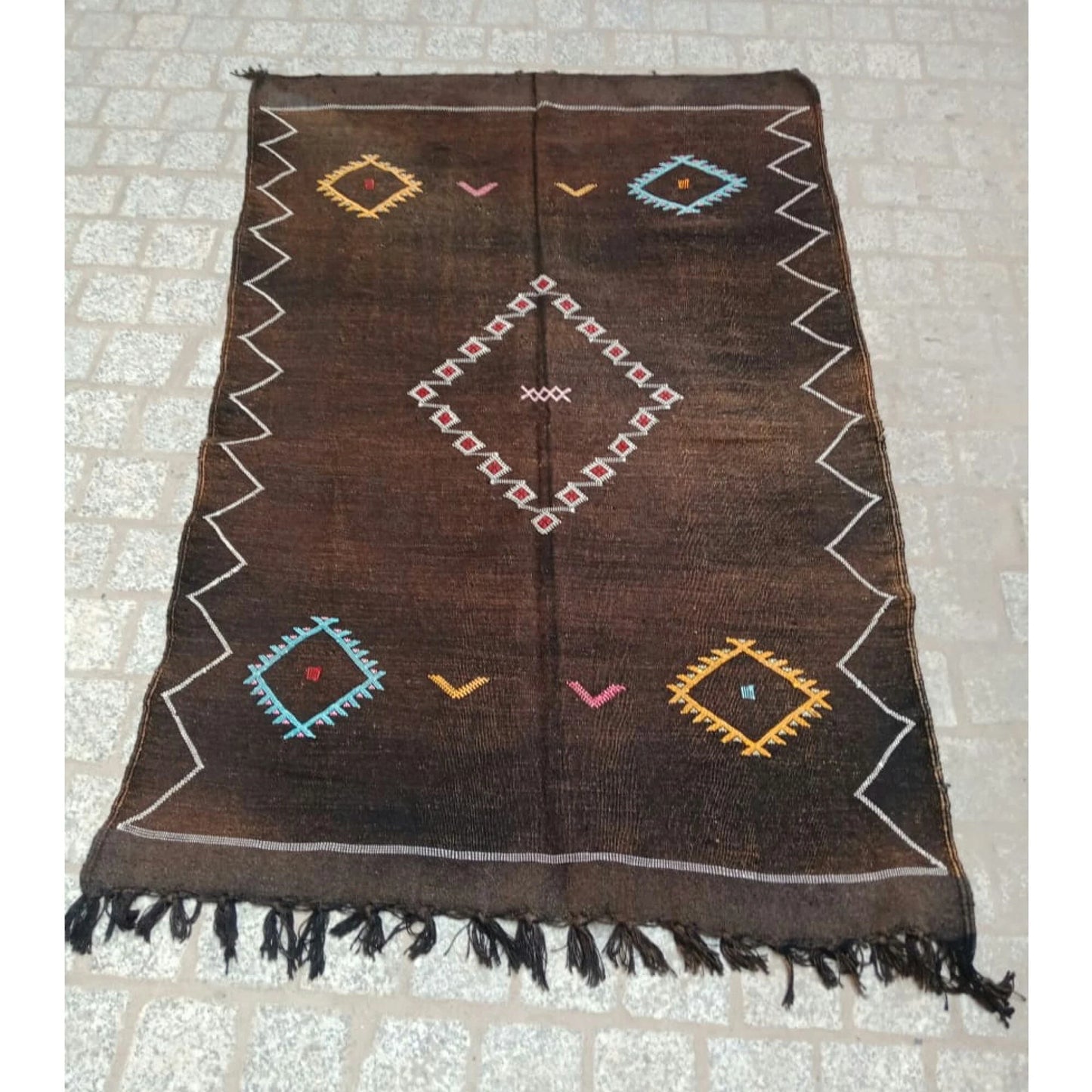 Moroccan Cactus Silk Rug, Handmade Sabra Cactus Rug, Berber Kilim Rug ,Authentic Azilal Rug, Brown Cactus Silk ,Bohemian Rug