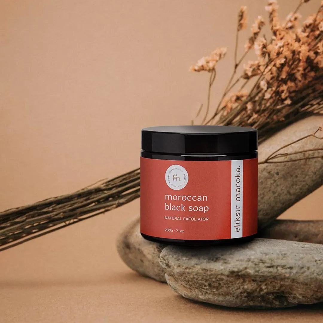 Authentic Moroccan Black Soap – Organic Soap Scrub for Body and Face – Exfoliating Savon Noir with Olive Oil and Eucalyptus