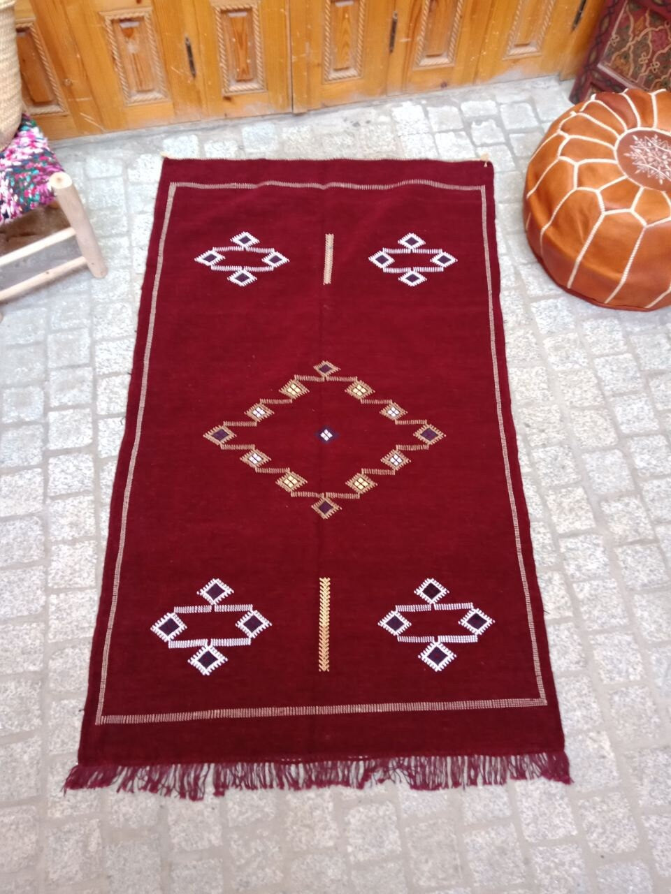 Cactus Silk Rug - Moroccan Cactus Silk Kilim Handmade .Cactus Silk Rug ,Sabra Carpet Berber Authentic Azilal Area Rug. Colorful Rug
