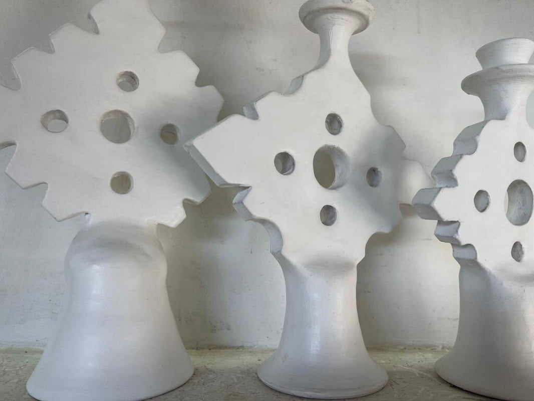 PROMOTION Set of 3 Moroccan Stucco Candles White