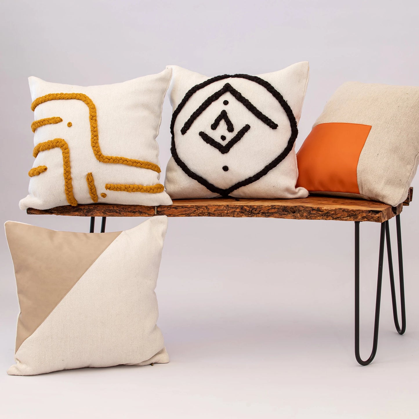 White and Orange Moroccan Decorative Pillow - Handmade Pillow -Livingroom Pillow - Bedroom Pillow - Custom Pillow
