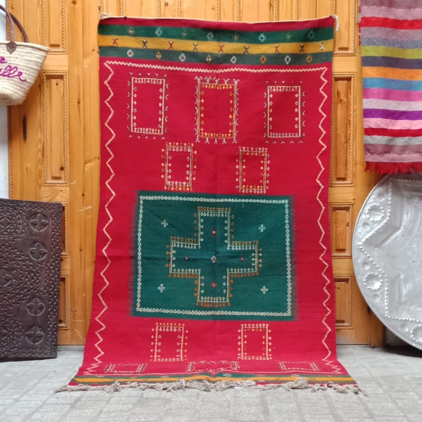 Vintage Akhnif Rug 7×3 Ft. Moroccan Akhnif Rug, Handmade Wool Rug, Antique Kilim, Berber Kilim