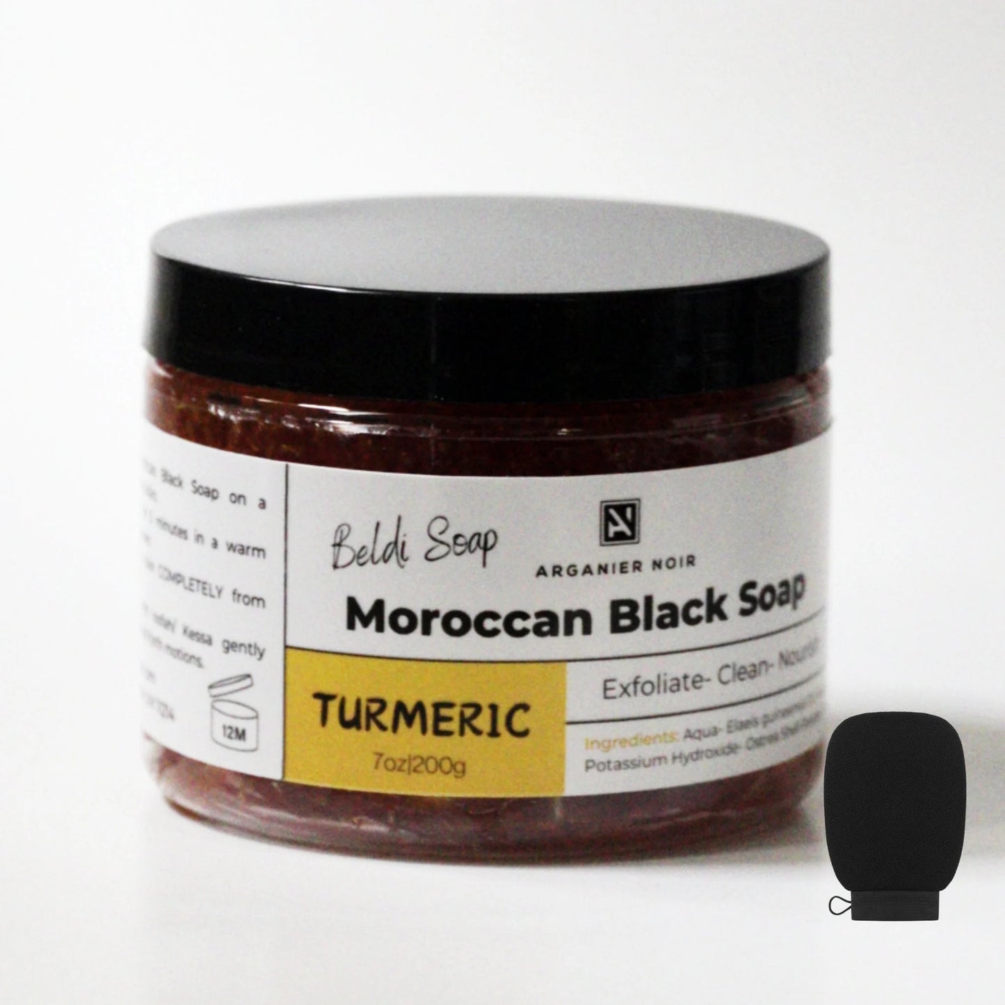 Moroccan Hammam Set- Moroccan Black Soap| Kessa Glove (Read the Ingredients)
