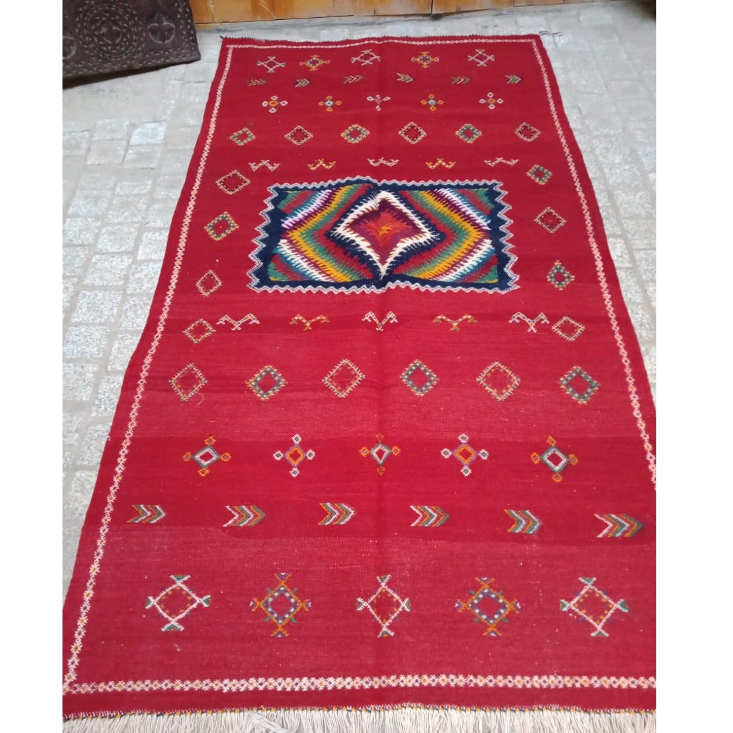 Moroccan Akhnif Rug, Berber Akhnif Kilkm, Handmade Wool Rug, Authentic Azilal