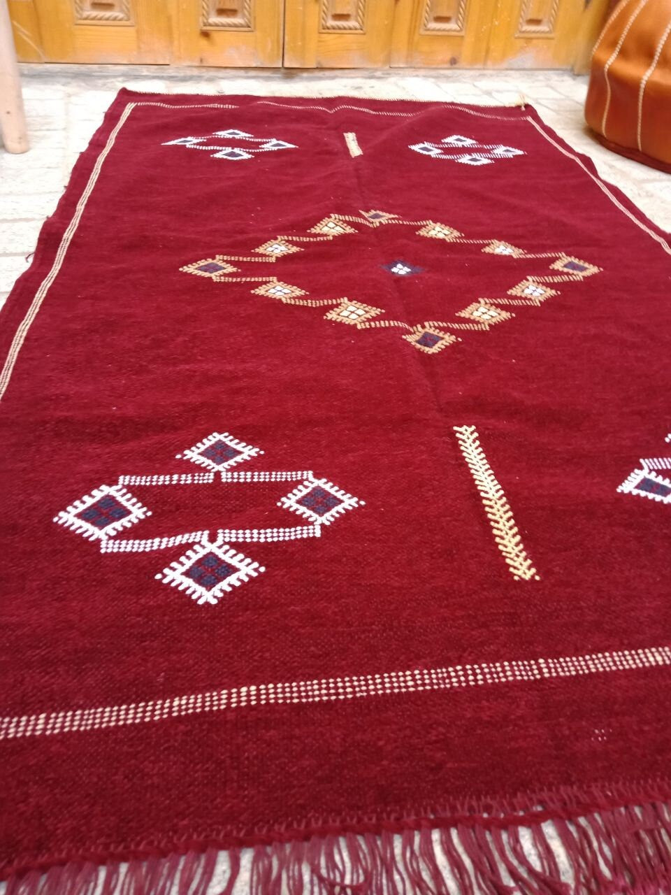 Cactus Silk Rug - Moroccan Cactus Silk Kilim Handmade .Cactus Silk Rug ,Sabra Carpet Berber Authentic Azilal Area Rug. Colorful Rug