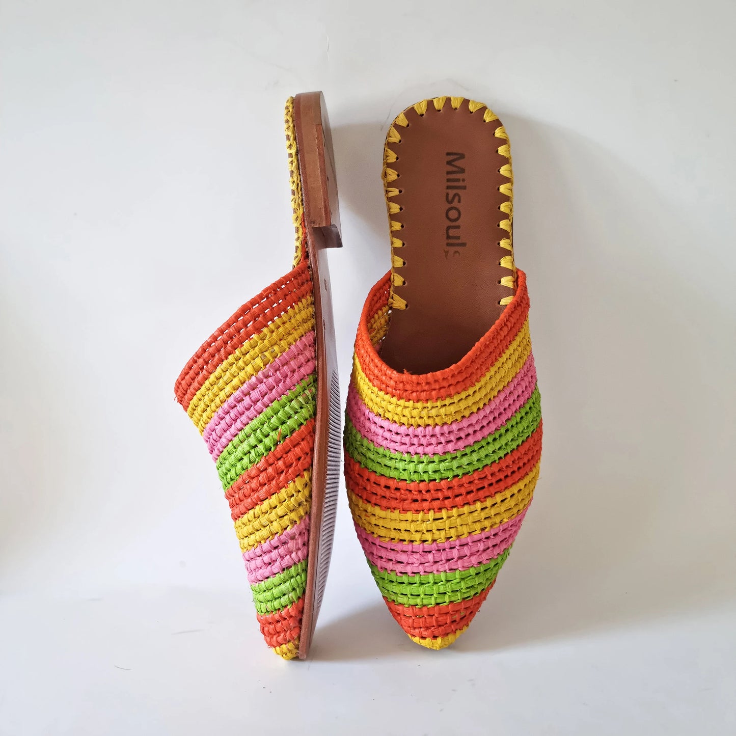 Ready to Ship, Raffia Shoes, Handmade Slippers, Rainbow Sandals, Rainbow Shoes, Moroccan Shoes, High End Raphia Flats, Moroccan Babouch