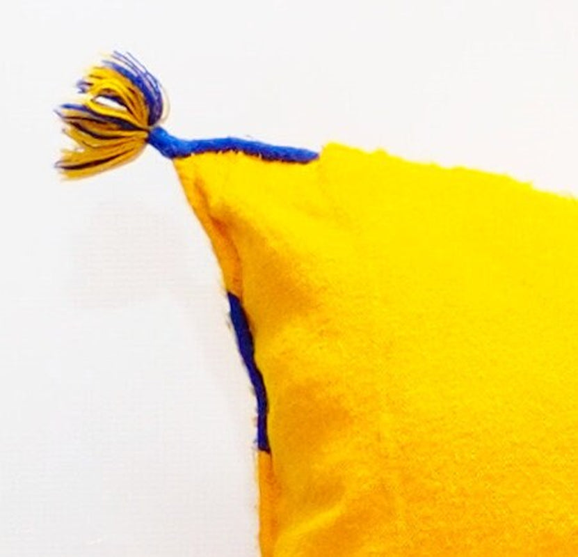 Yellow Wedding Blanket Pillow | Handira Blanket Cushion Cover Wool Pillow Cover with Sequins