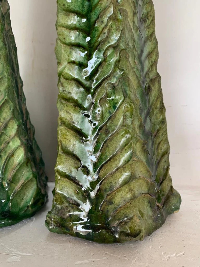 Natural Candle Holder, Green Candles Terracotta