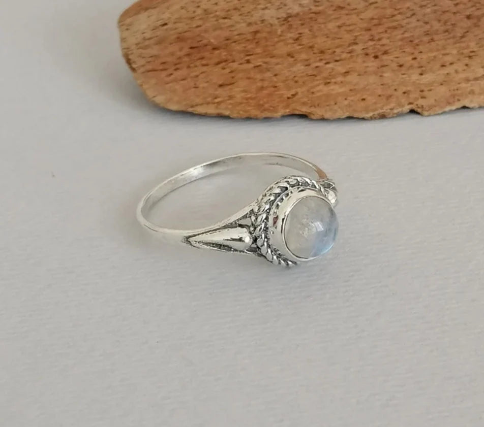 Delicate Sterling Silver and Moonstone Ring