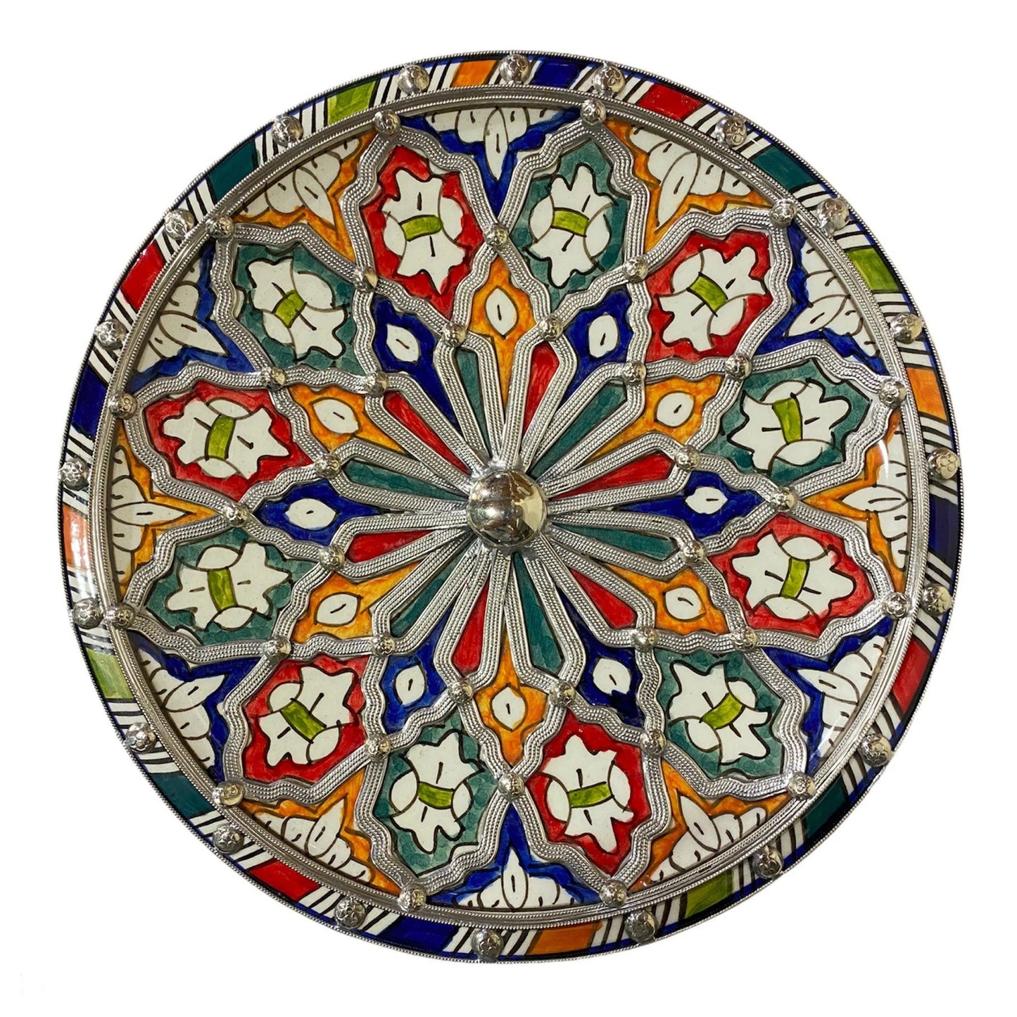 Wall Decor/ Handmade Ceramics Plate Inlaid with Nickel/ Piece of Art