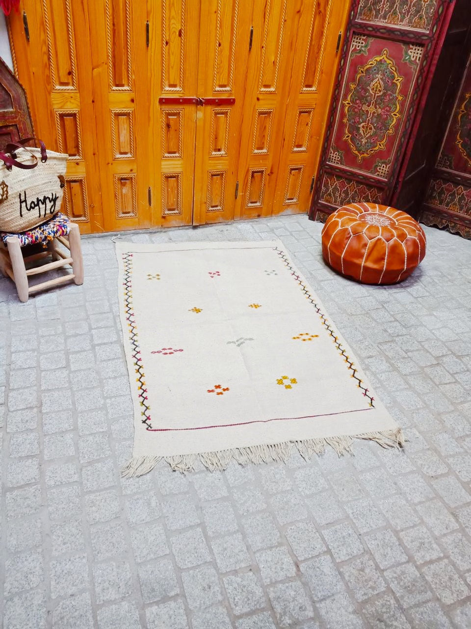 Moroccan Akhnif Rug 3×5 Ft . Moroccan Berber Kilim, Handmade Wool Rug. Large Berber Rug, Area Rug