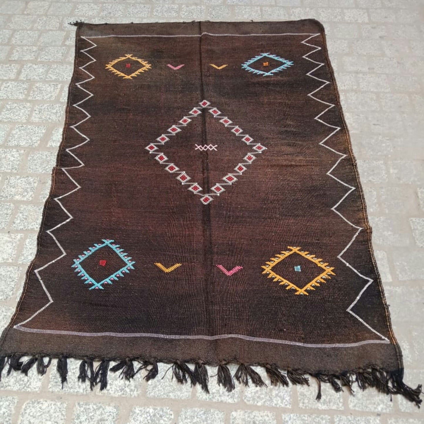 Moroccan Cactus Silk Rug, Handmade Sabra Cactus Rug, Berber Kilim Rug ,Authentic Azilal Rug, Brown Cactus Silk ,Bohemian Rug