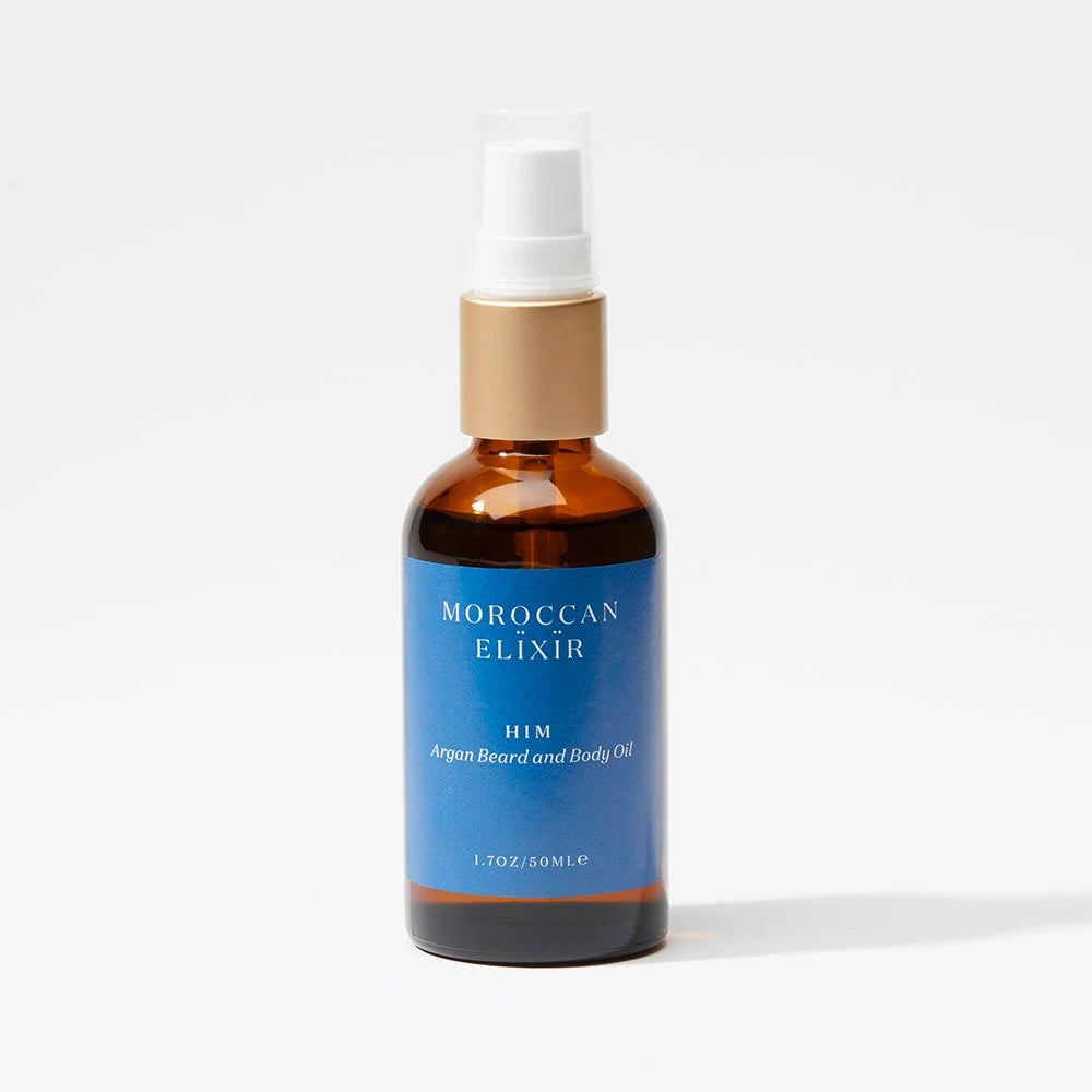 HIM Men'S Beard and Body Oil Argan Oil with Sandalwood, Bergamot, Frankincense and Basil