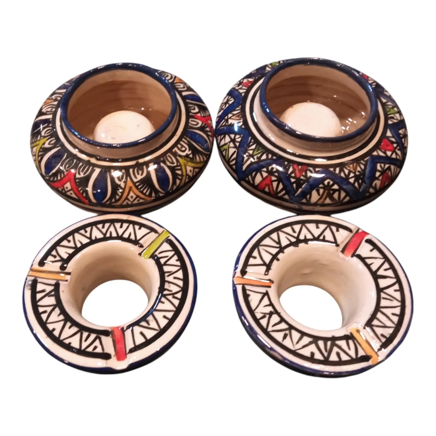 Set of 2 Handmade Moroccan Pottery Ashtrays – Decorative and Functional