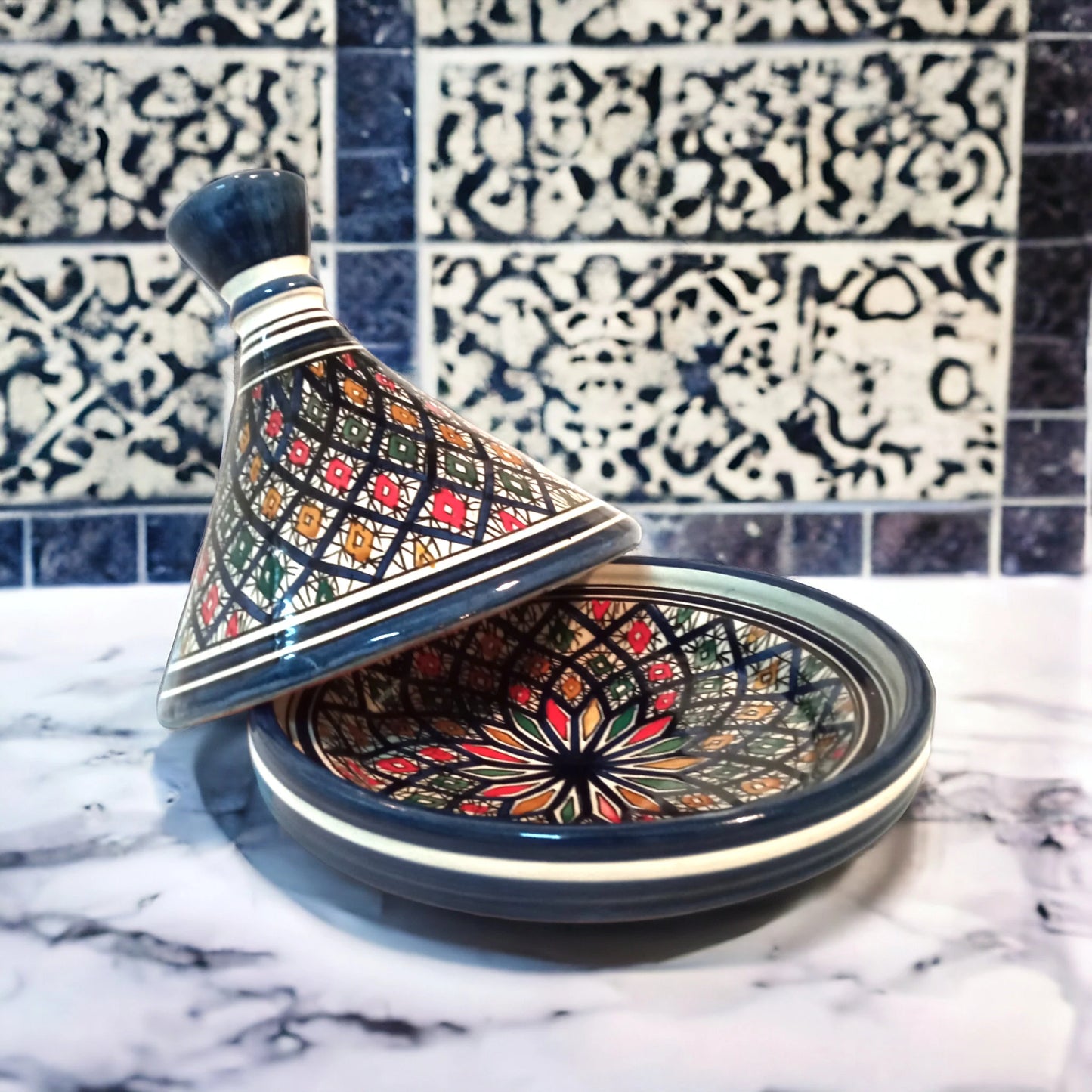 Handcrafted Ceramic Tagine Moroccan Elegance for Stylish Dining Vibrant Glazed Tagine Blue Tagine