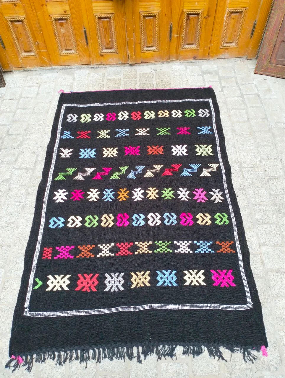 Cactus Silk Rug, Moroccan Cactus Silk Kilim Handmade .Cactus Silk Rug ,Sabra Carpet Berber Authentic Azilal Area Rug. Colorful Rug