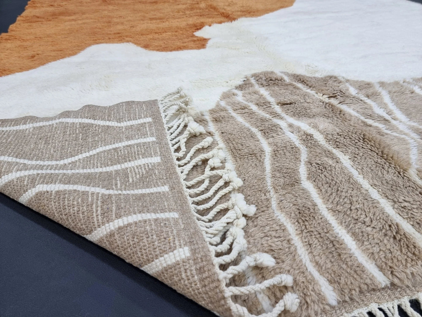BERBER CARPET 6X6, Gorgeous Mrirt Rug, Patchwork Moroccan Rug, Brown & White Rug, Hand-Knotted Wool Rug, Beni Mrirt Area Rug, Shag Rug.