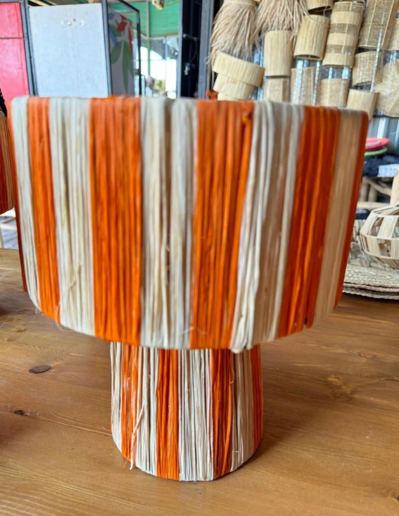 LAMP Raffia Natural Raffia Lamp, Raffia Lampshade, TABLE LAMPSHADES Moroccan Handmade in Rattan