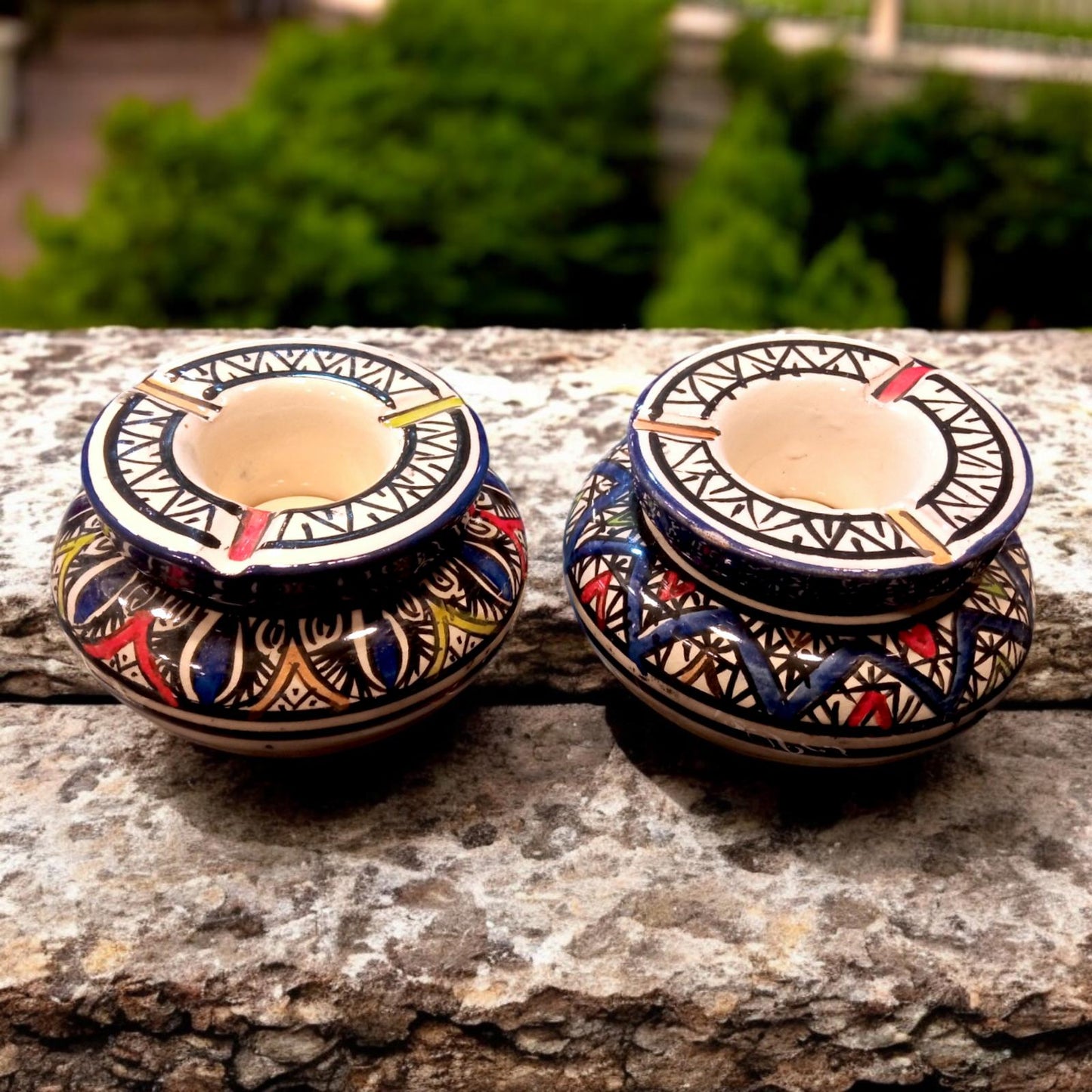 Set of 2 Handmade Moroccan Pottery Ashtrays – Decorative and Functional